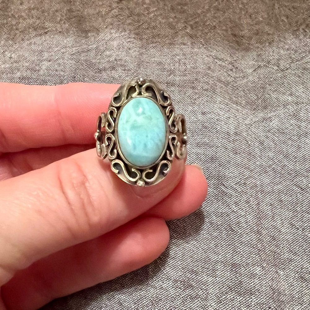 Sterling silver and Larimar ring